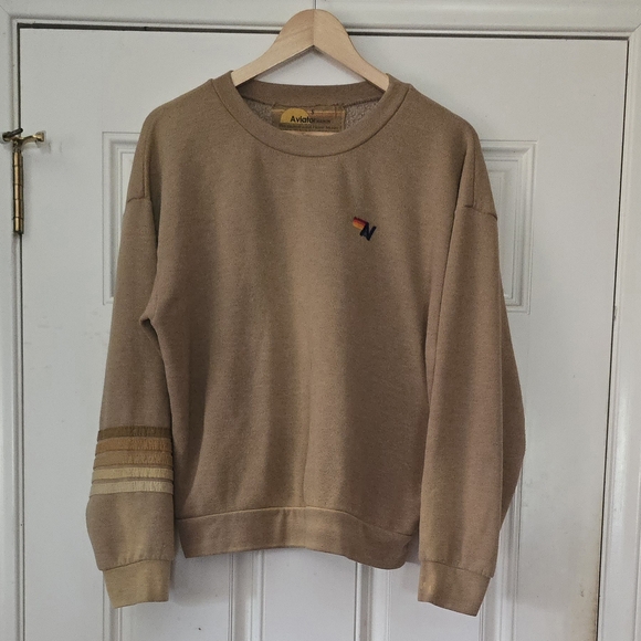Aviator Nation Rugby Stitch Sweatshirt Faded Tan - Picture 1 of 8